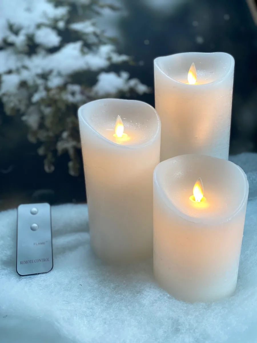 LED kaarsen set van 3 – Rustiek wit
