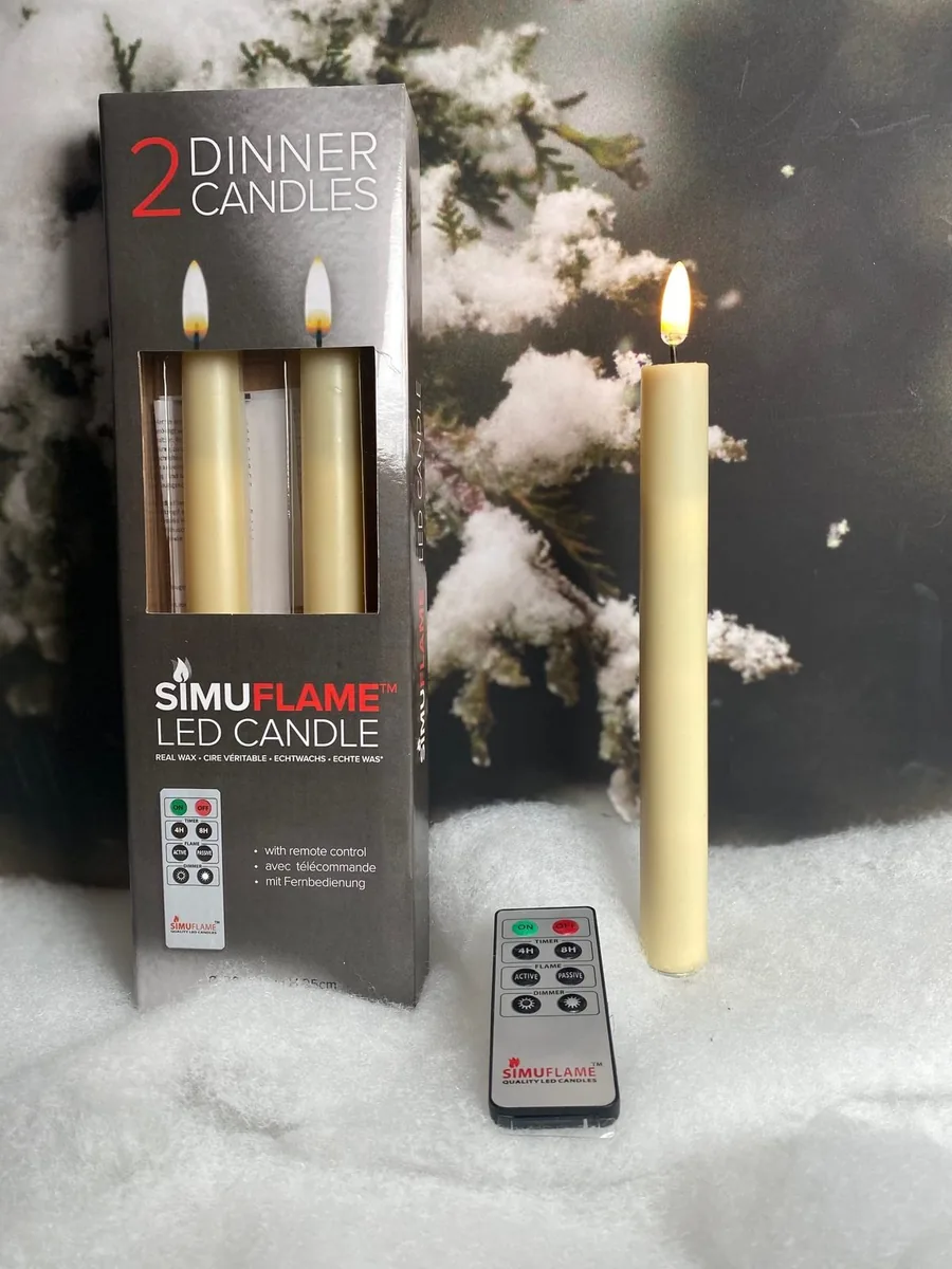 LED Dinerkaars set van 2 – Ivoor Simuflame