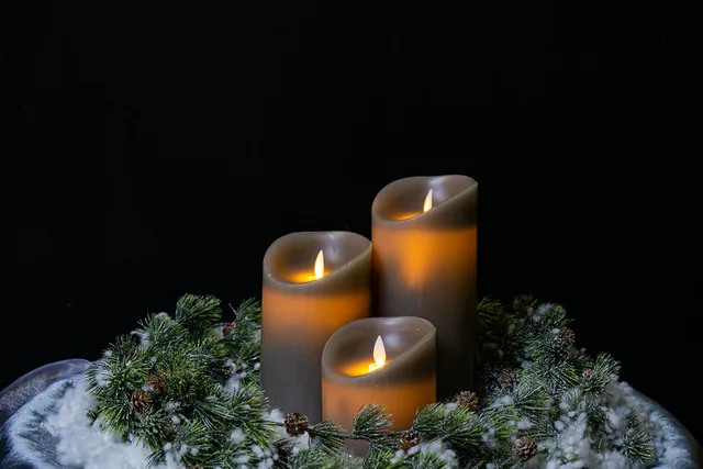 LED kaarsen set van 3 – Lichtgrijs