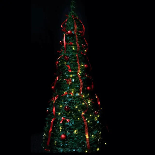 Pop-up kerstboom met rode decoratie 300cm